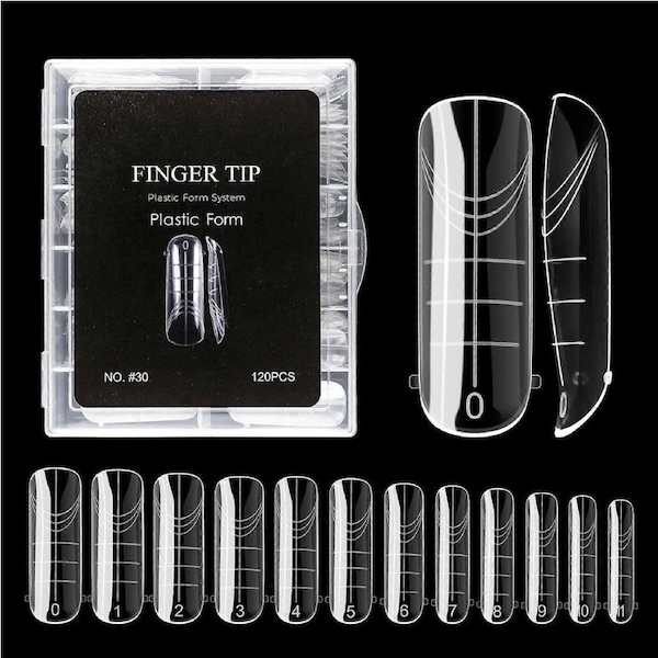 Nail Extension Forms 120PCS Dual Nail Forms 12 Sizes with Scale Reusable Molds for Acrylic UV Gel