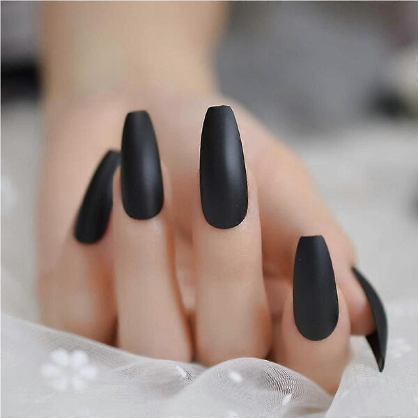Extra Long Matte Coffin False Nail Tips Reusable Acrylic ABS for Professional Salon Finish 24pcs