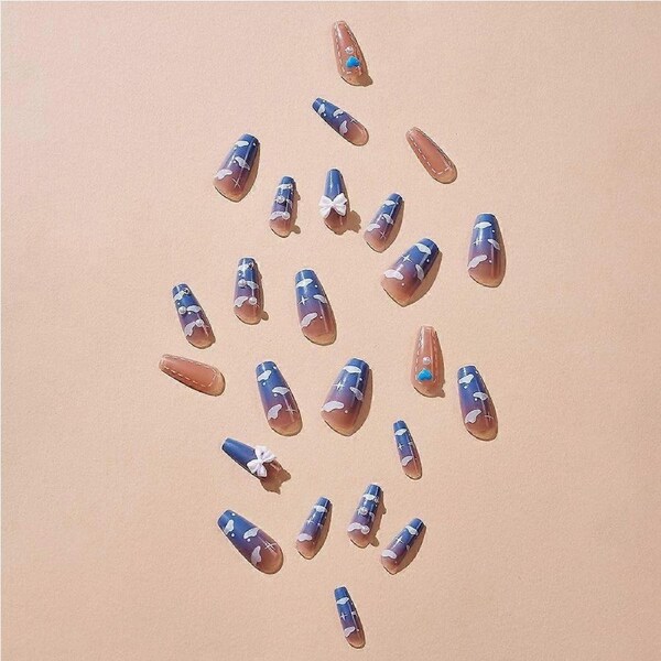 Pink Press On Nails Set 24pcs Acrylic False Nail Tips with Multiple Sizes and SalonStyle Finish