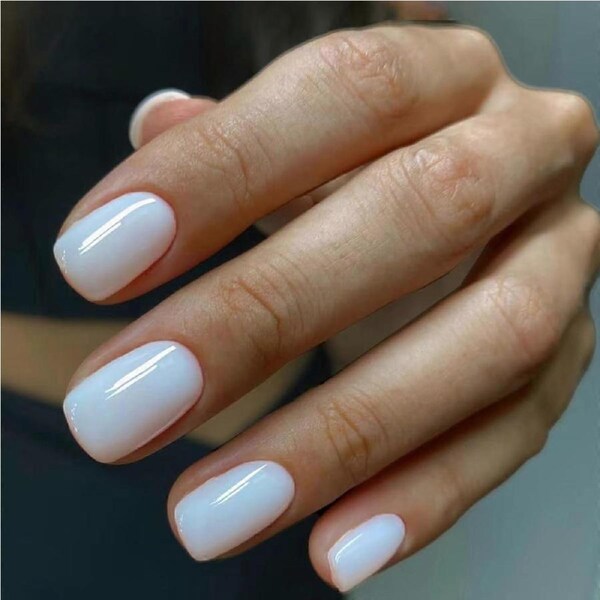 Square French Press on Nails with Adhesive, Short Reusable Acrylic Fake Nails, 24pcs for Women