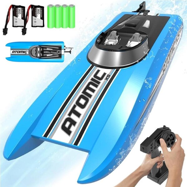 HOLALA Remote Control Boat 20+MPH with Reverse-Blue