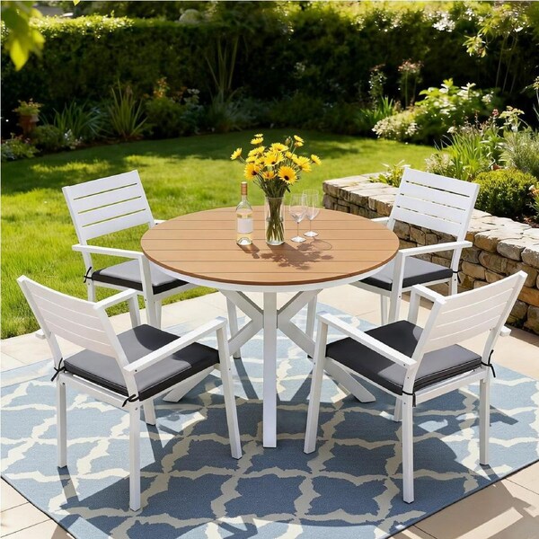 Gardeon Outdoor Dining Set 5 Piece Aluminum WPC Tabletop Patio Furniture
