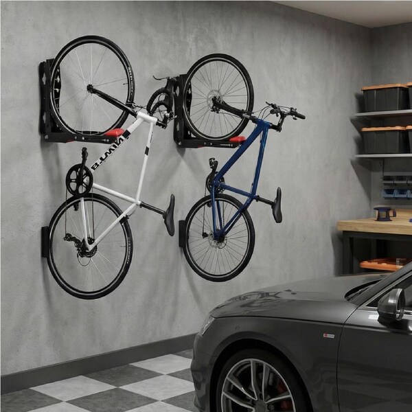 Advwin Bike Wall Mount Rack, 180 degree Adjustable Foldable Bicycle Parking Rack for 24"-29" Bikes, Max Load 30kg, Heavy Duty Wall Mounted Bicycle Storage Rack for Home Garage