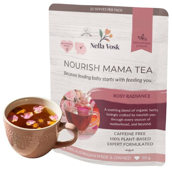 Rosy Radiance Pregnancy & Lactation Tea - Organic Herbal Tea for Pregnancy & Breastfeeding - Nourish Mama
