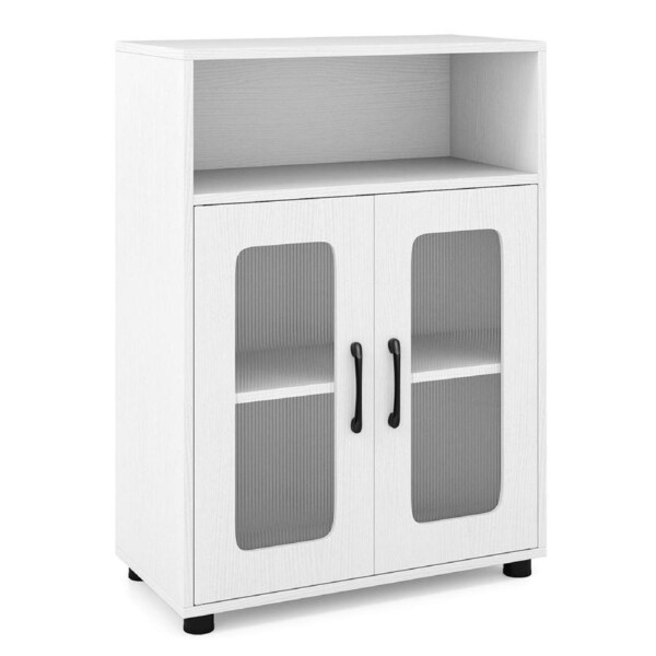 Giantex 2 Door Storage Organizer Sideboard Bathroom Cabinet Cupboard Adjustable Shelf White