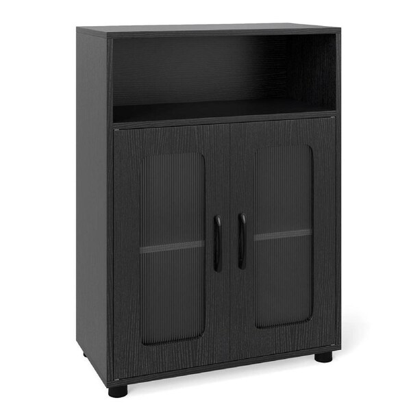 Giantex 2 Door Storage Organizer Sideboard Bathroom Cabinet Cupboard Adjustable Shelf Black