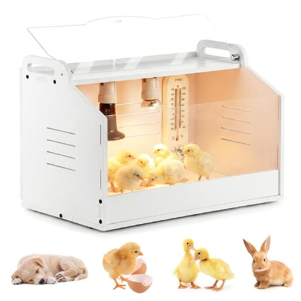 Advwin Chick Brooder Box Water Feeder Brooding w/Heating Lamp Rearing Poultry Box