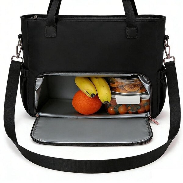Velocity Insulated Lunch Tote Bag for Work Travel and Picnic Black