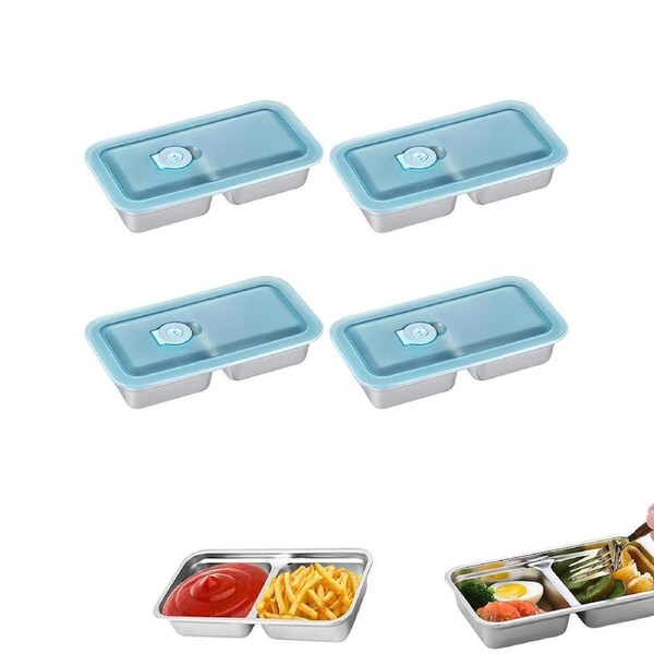 Velocity 4-Pieces Grab-and-Go Snack Containers Double Compartment for Snacks, Dips and Condiments