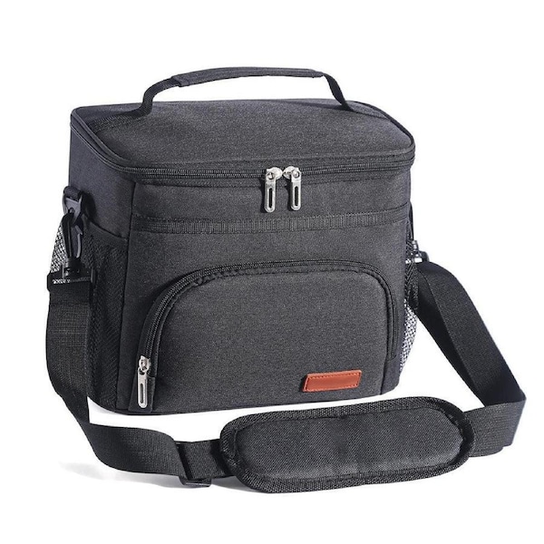 Velocity Insulated Lunch Box Leak-Proof Cooler Bag with 4 Pockets Black