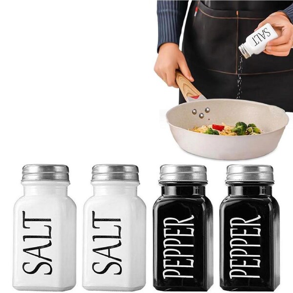Velocity 4-Pieces Set Glass Shakers with Lids Salt and Pepper Shaker Set
