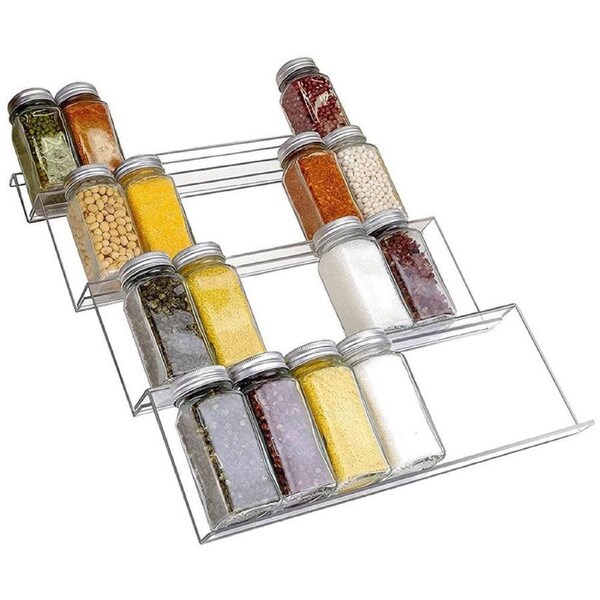 Velocity 4-Tier Kitchen Spice Drawer Organizer Seasoning Jars Rack Tray Drawers Insert