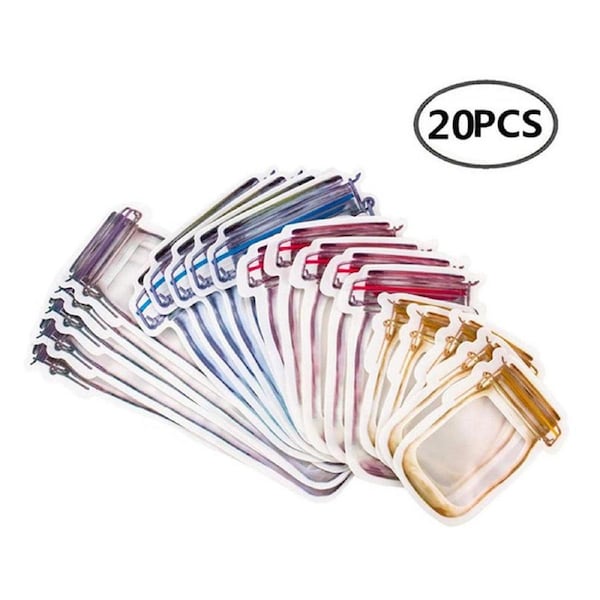 Velocity 20-Pieces Mason Jar Ziplock Bags Fresh Food Storage Bags Reusable Nuts Candy Cookies Bags Sealed Kitchen Organizers