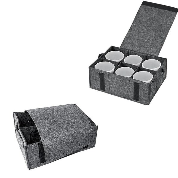 Velocity Felt Cup Holder Storage Bag Tableware Organizer for Camping Picnic