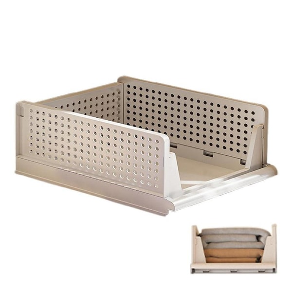 Velocity Folding Closet Organizers Stackable Plastic Storage Basket Drawer Shelf Container for Cupboard Kitchen Bathroom