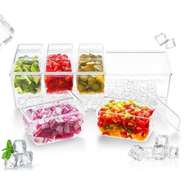 Velocity Ice Cooled Condiment Serving Container Plastic Chilled Garnish Tray Food Caddy