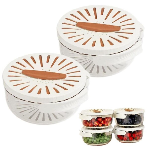 Velocity 2-Pieces Multifunctional Draining Bowl Drainage Basket Funnel Fruit Vegetable Washing Basket Brown