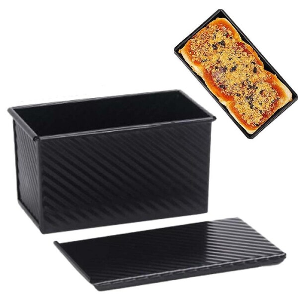 Velocity Non-stick Loaf Pan with Lid Carbon Steel Bread Mold for Toast Oven Baking Black
