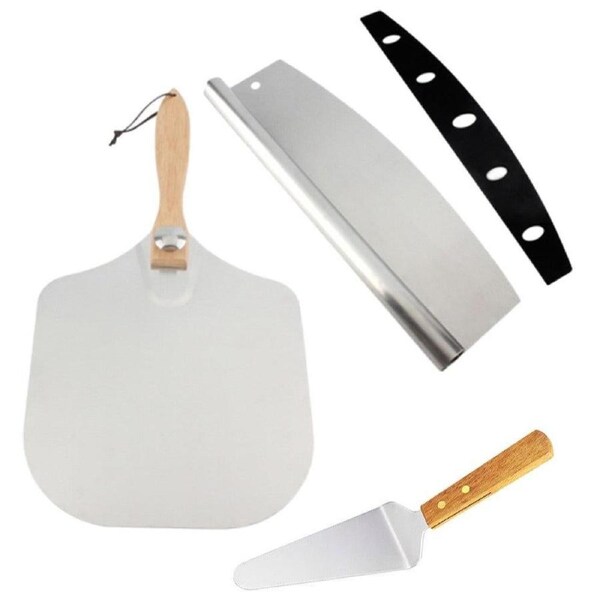 Velocity 3-Pieces Set Pizza Peel Aluminum Pizza Spatula for Dough Bread Pastry
