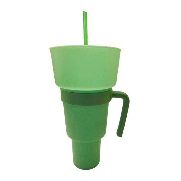 Velocity 2-in-1 Snack Bowl with Straw Reusable Tumbler Popcorn Cup Green