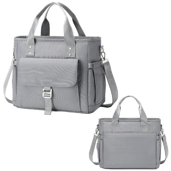 Velocity Insulated Lunch Bag Leakproof Lunch Tote Bag with Removable Shoulder Strap for Work Picnic Hiking Gray
