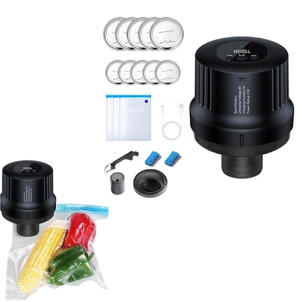 Velocity 3-in-1 Electric Mason Jar Vacuum Sealer Kit One Button Start for Mouth and Regular Mouth Mason Jar