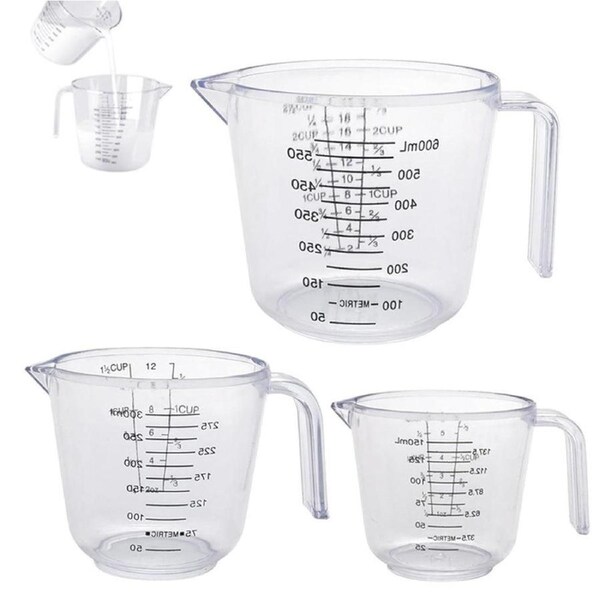 Velocity 3-Pieces Set Measuring Cups Clear Liquid Measuring Cups with Spout and Scales