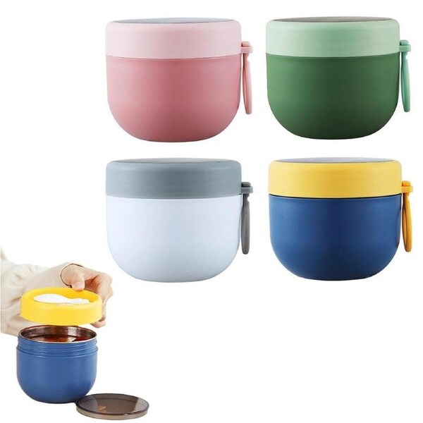 Velocity 4-Pieces Insulated Oats Containers Yogurt Jars Food Thermos for School Office Picnic Travel