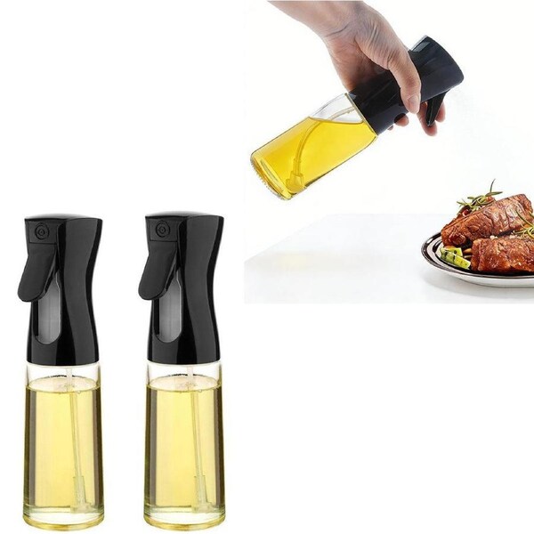 Velocity 2-Pieces Glass Oil Sprayer Olive Oil Mister for Kitchen Cooking Barbecue Black