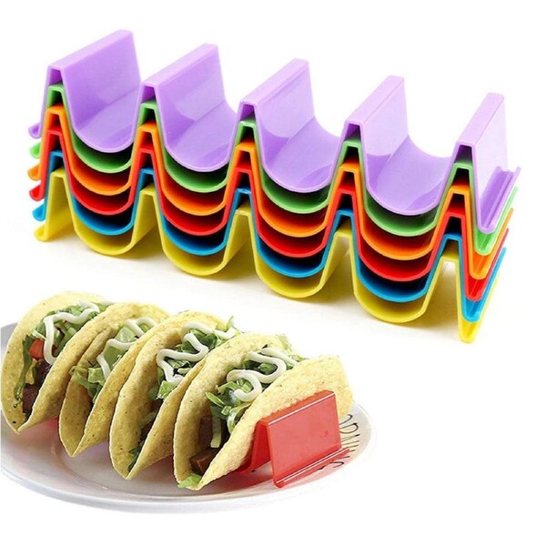 Velocity 6-Pieces Taco Holders Wave Shape Plastic Hard Racks Stand for Barbecue Picnic Cooking