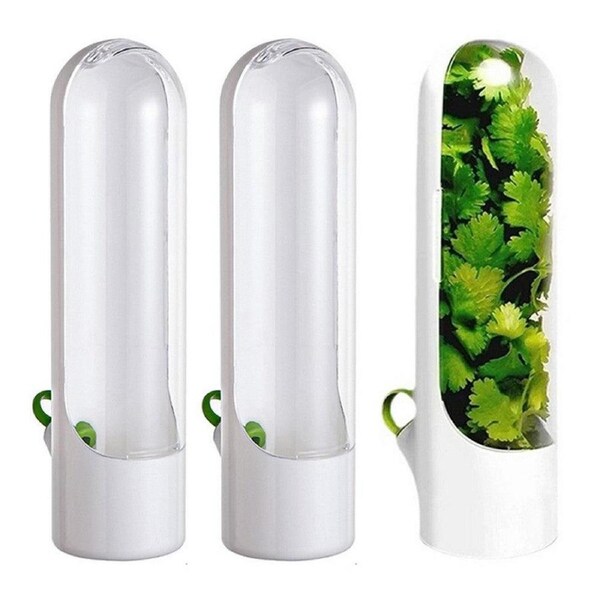 Velocity 2-Pieces Kitchen Fresh Herb Saver Vegetables Keeper for Refrigerator Herbs Storage Container