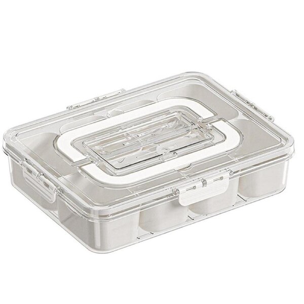 Velocity Divided Snackle Box Container Portable Serving Tray with Lid and Handle for Candy Fruits Snacks