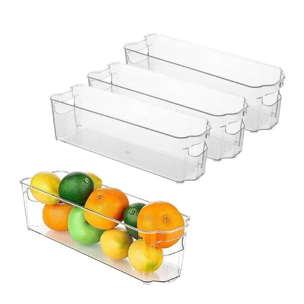 Velocity 3-Pieces Storage Box Refrigerator Food Container Fridge Organizer with Handle