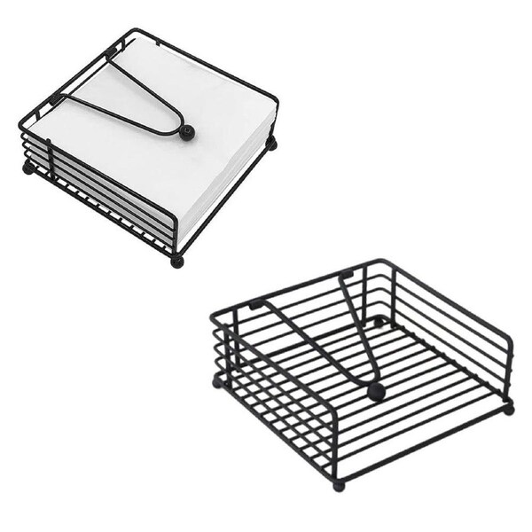 Velocity 2-Pieces Square Paper Napkin Holder for Table Flat Napkin Holder with Weighted Arm