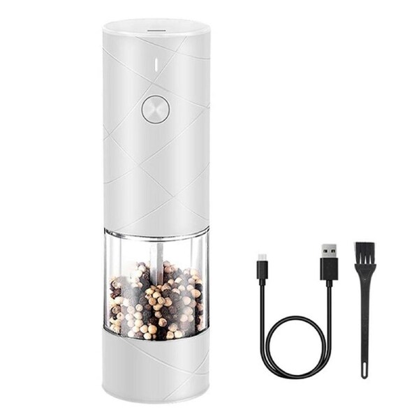 Velocity Electric Grinder for Salt Pepper Rechargeable Automatic Pepper Mill Shaker White