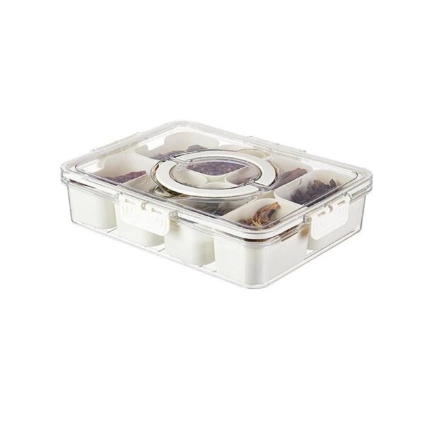 Velocity 8-Compartment Divided Food Tray with Lid Portable Travel Snack Containers for Fruit and Vegetable