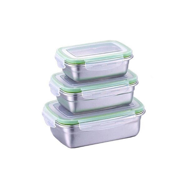 Velocity 3-Pieces Stainless Steel Lunch Box Practical Food Storage Box Sealed Fresh-keeping Lunch Boxes