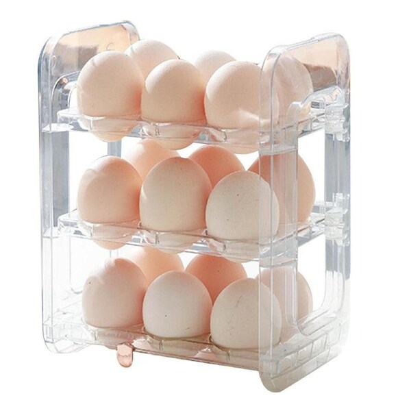 Velocity 3-Layer Egg Holder for Refrigerator Egg Storage Rack Refrigerator Space Saver Transparent