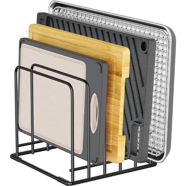 Velocity 5-Slot Kitchen Organizer Rack Dish and Cutting Board Holder for Cabinet Countertop or Pantry
