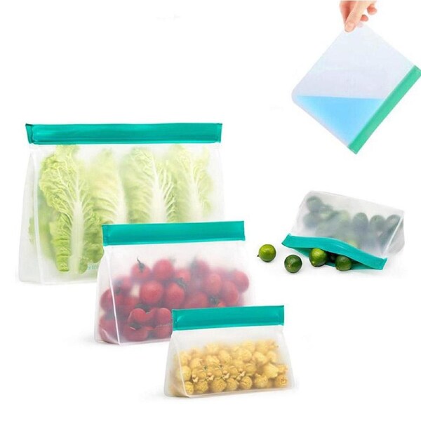 Velocity 3-Pieces Reusable Ziplock Leakproof Snack Bags Food Storage Bags