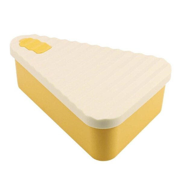 Velocity Pizza Slice Container Silicone Pizza Box with Microwavable Serving Tray for Travel Hiking Camping Beige and Yellow