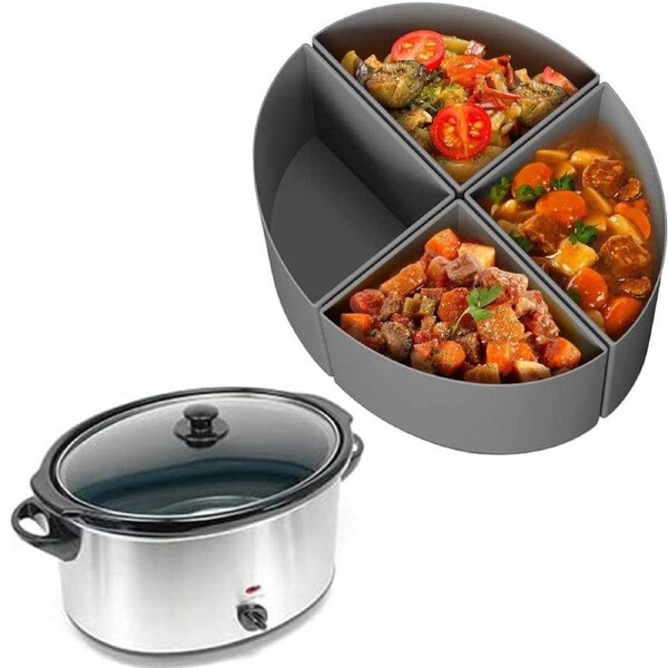 Velocity Slow Cooker Divider Liner Reusable Cooking Liner Leakproof Silicone Slow CookerDivider for 6 Quart Pot Grey