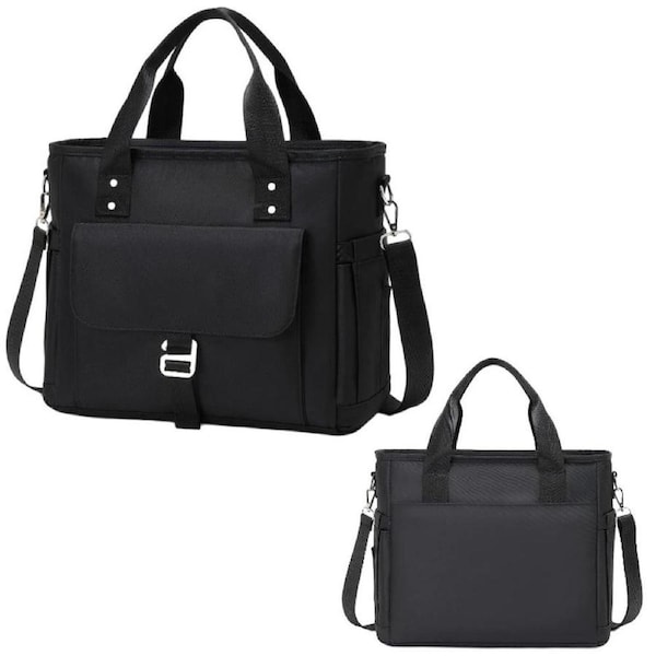 Velocity Insulated Lunch Bag Leakproof Lunch Tote Bag with Removable Shoulder Strap for Work Picnic Hiking Black