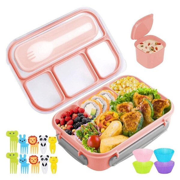 Velocity 4 Compartments Bento Lunch Box Pink