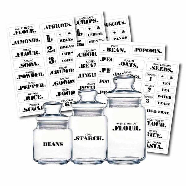 Velocity 6 Sheets Pantry Labels Stickers Set for Kitchen Food Containers 132-Pieces