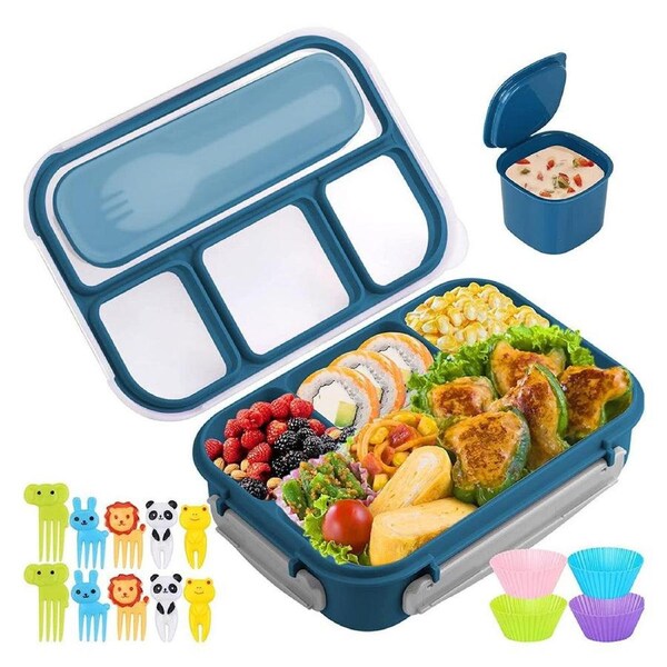 Velocity 4 Compartments Bento Lunch Box Blue