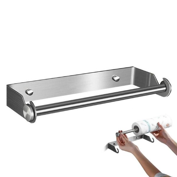 Velocity Under-Cabinet Stainless Steel Paper Towel Holder Wall-Mount Rack Organizer Silver