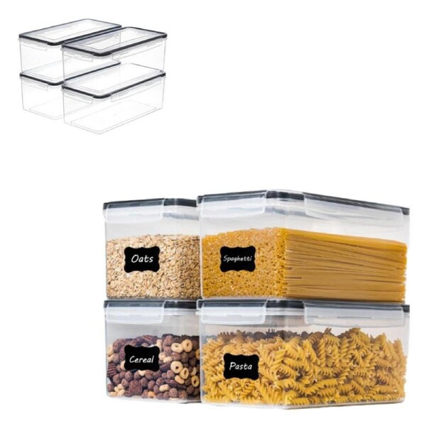 Velocity 4-Pieces Food Containers with Lids 3.2L Plastic Pasta organizer Kitchen Storage