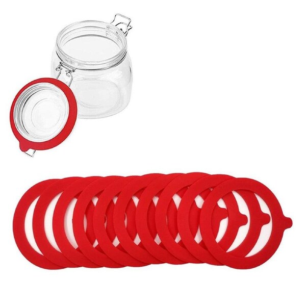 Velocity 10-Pieces Silicone Replacement Gasket Sealing Ring for Mason Jar Regular Wide Mouth Glass Jars Red