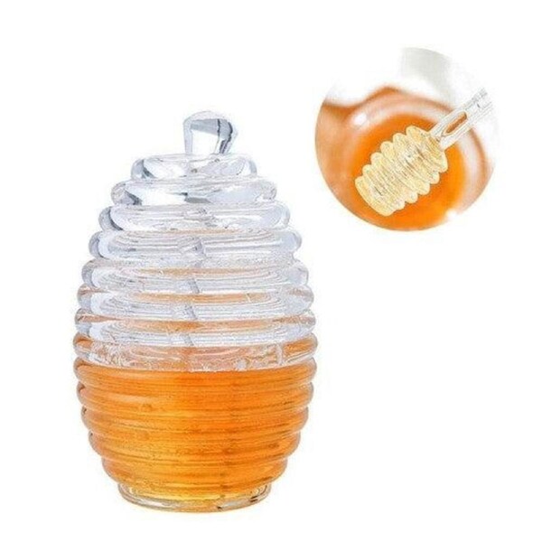 Velocity FancyGrab Food Grade Plastic Honey Pot with Dipper and Lid